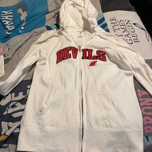 New white and red NHL New Jersey devils zip up